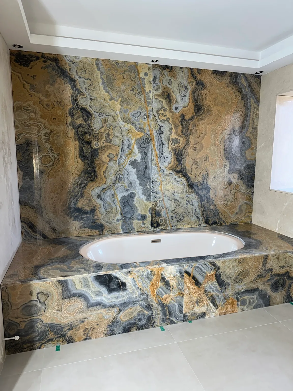 Natural Onyx marble bath surround